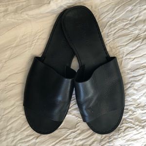 Madewell Black Leather Slides